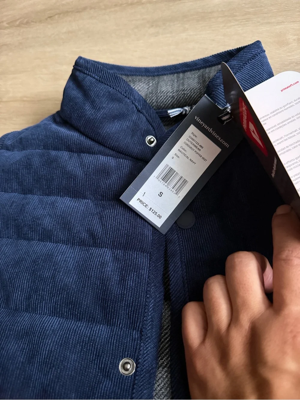 Vineyard Vines Boy’s SZ S Corduroy puffer vest nautical navy NWT